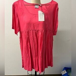 Vintage rayon Bright Pink Short Sleeve Dress